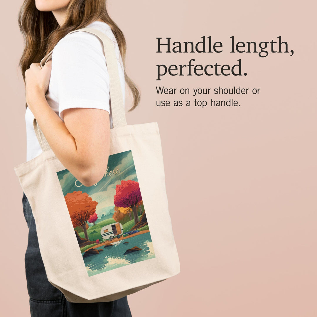 Outdoor Activity, At Home Anywhere, Camper in Fall Colors, Tote Bag Totes Lantern Press 