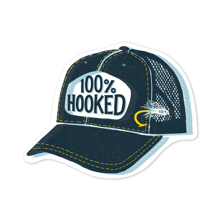 Outdoor More Series, 100% Hooked, Vinyl Sticker Sticker Lantern Press 
