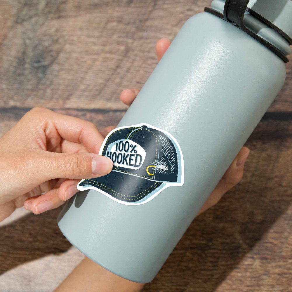 Outdoor More Series, 100% Hooked, Vinyl Sticker Sticker Lantern Press 