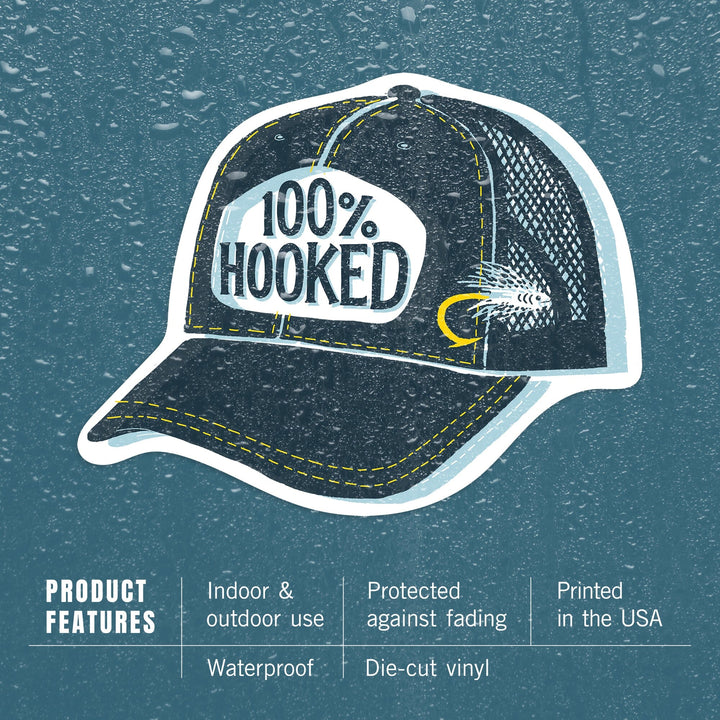 Outdoor More Series, 100% Hooked, Vinyl Sticker Sticker Lantern Press 