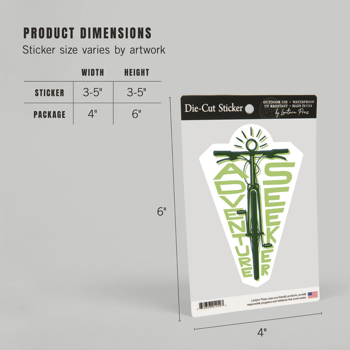 Outdoor More Series, Adventure Seeker, Vinyl Sticker Sticker Lantern Press 