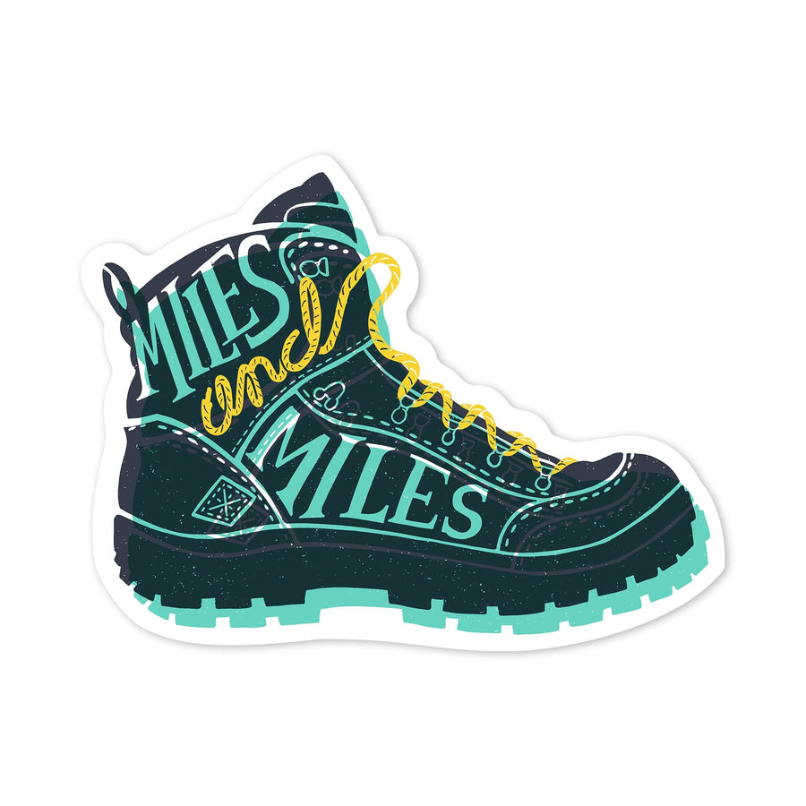 Outdoor More Series, Miles and Miles, Vinyl Sticker Sticker Lantern Press 