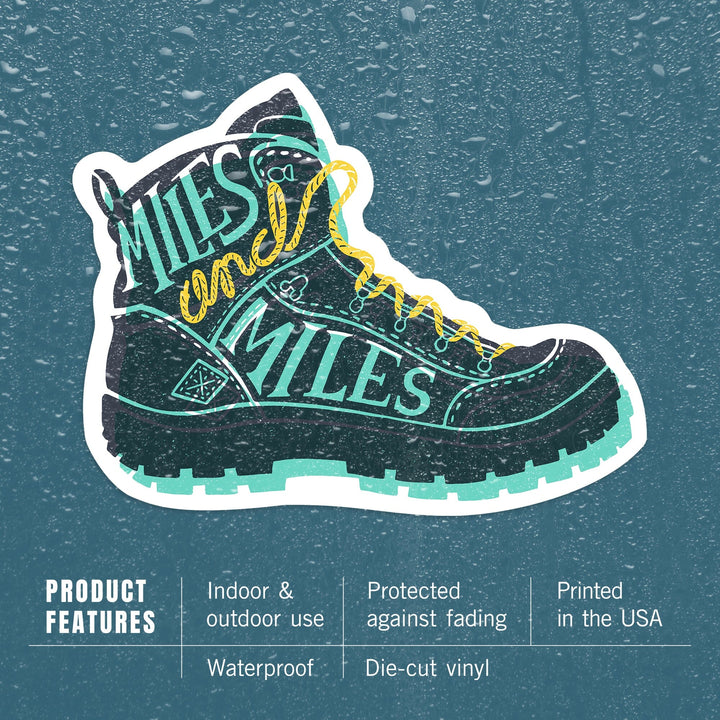 Outdoor More Series, Miles and Miles, Vinyl Sticker Sticker Lantern Press 