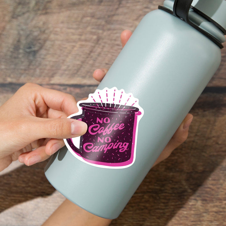 Outdoor More Series, No Coffee No Camping, Vinyl Sticker Sticker Lantern Press 