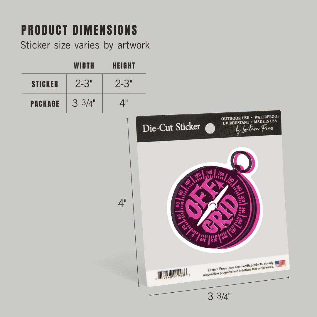 Outdoor More Series, Off Grid, Vinyl Sticker Sticker Lantern Press 