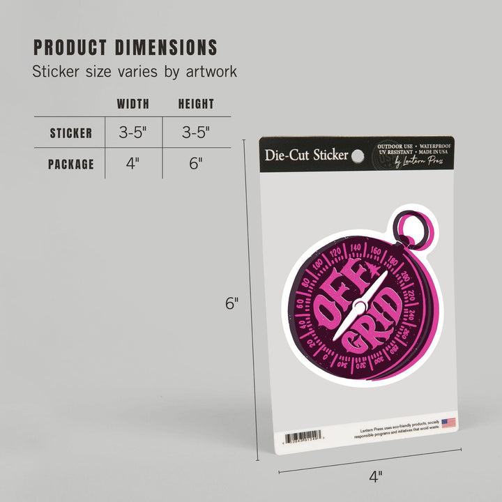 Outdoor More Series, Off Grid, Vinyl Sticker Sticker Lantern Press 