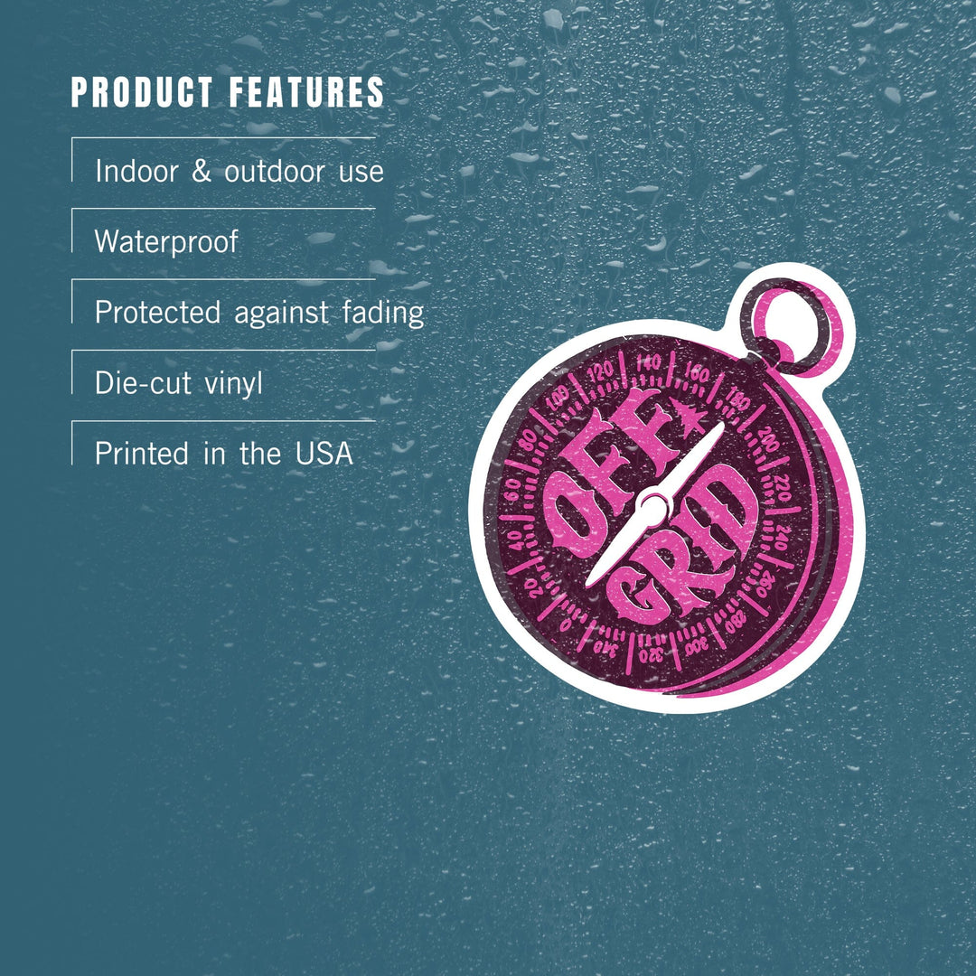 Outdoor More Series, Off Grid, Vinyl Sticker Sticker Lantern Press 