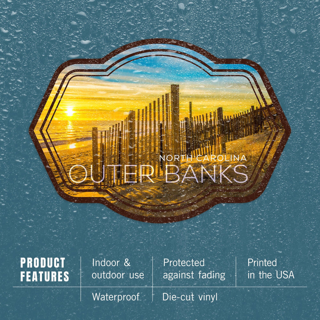 Outer Banks, Dawn Sand Dunes, Contour, Photography, Vinyl Sticker Sticker Lantern Press 