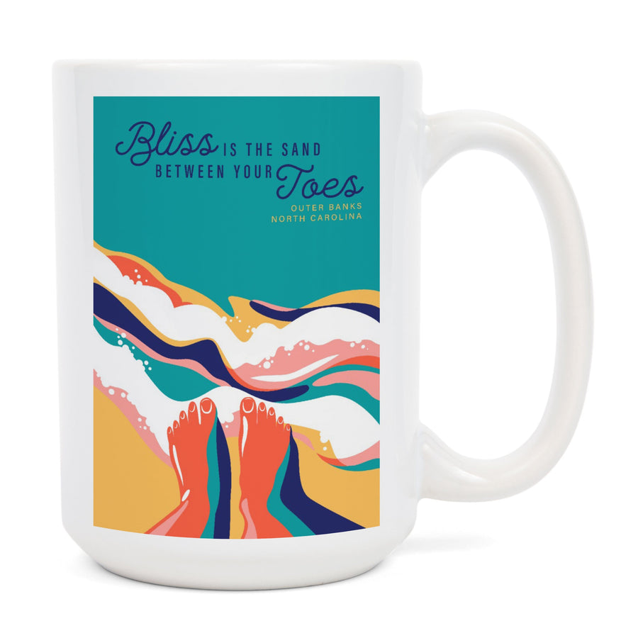 Outer Banks, North Carolina, Beach Bliss Collection, Bliss is the Sand Between Your Toes, Ceramic Mug Mugs Lantern Press 