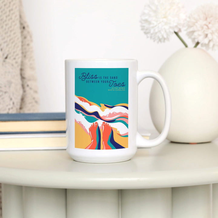 Outer Banks, North Carolina, Beach Bliss Collection, Bliss is the Sand Between Your Toes, Ceramic Mug Mugs Lantern Press 
