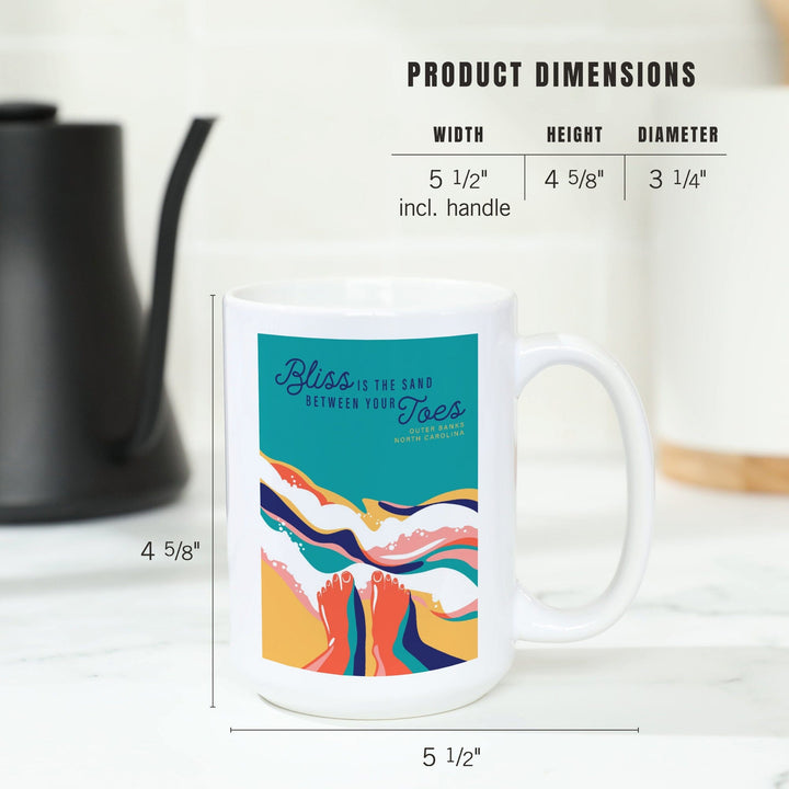 Outer Banks, North Carolina, Beach Bliss Collection, Bliss is the Sand Between Your Toes, Ceramic Mug Mugs Lantern Press 
