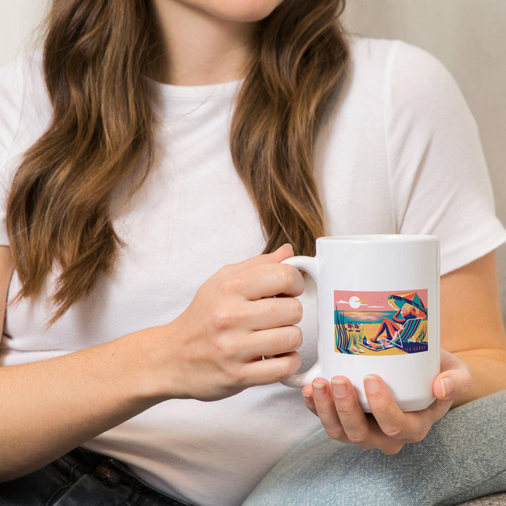 Outer Banks, North Carolina, Beach Bliss Collection, Woman at the Beach, Lantern Press Artworkene, Ceramic Mug Mugs Lantern Press 