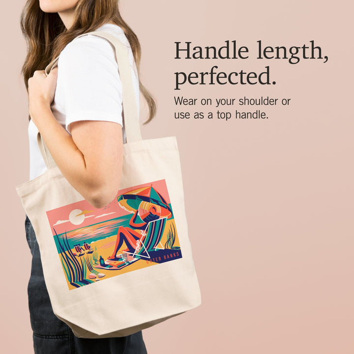 Outer Banks, North Carolina, Beach Bliss Collection, Woman at the Beachene, Tote Bag Totes Lantern Press 
