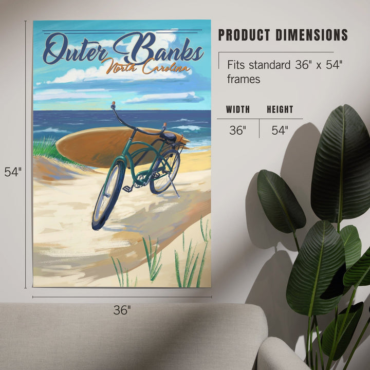 Outer Banks, North Carolina, Beach Cruiser on Beach, Art & Giclee Prints Art Lantern Press 