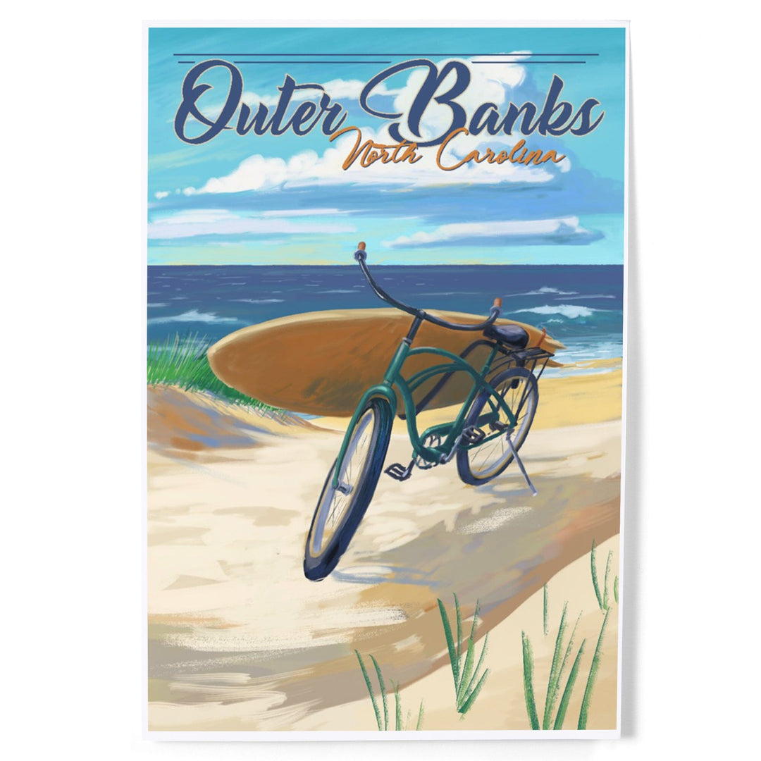 Outer Banks, North Carolina, Beach Cruiser on Beach, Art & Giclee Prints Art Lantern Press 