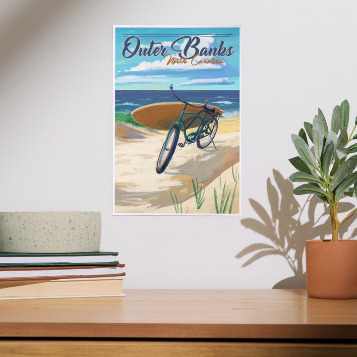 Outer Banks, North Carolina, Beach Cruiser on Beach, Art & Giclee Prints Art Lantern Press 