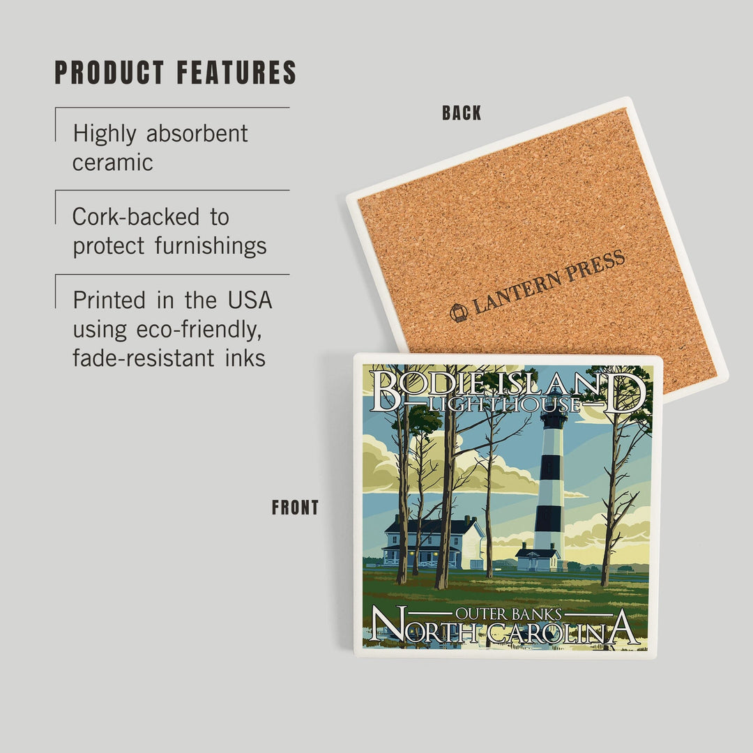 Outer Banks, North Carolina, Bodie Island Lighthouse, Coasters Coasters Lantern Press 