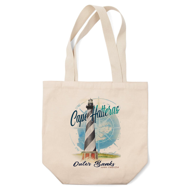 Outer Banks, North Carolina, Cape Hatteras Lighthouse, Contour, Lantern Press Artwork, Tote Bag Totes Lantern Press 