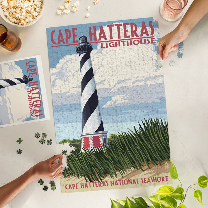 Outer Banks, North Carolina, Cape Hatteras Lighthouse, Jigsaw Puzzle Puzzle Lantern Press 