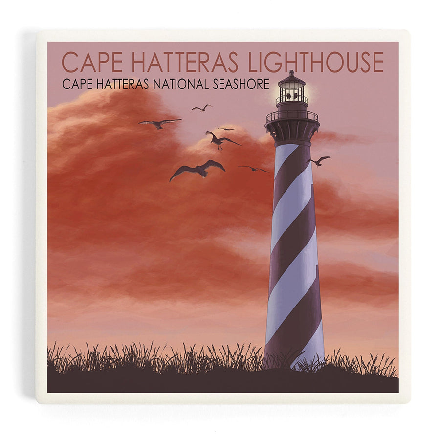 Outer Banks, North Carolina, Cape Hatteras Lighthouse, Sunrise, Coasters Coasters Lantern Press 