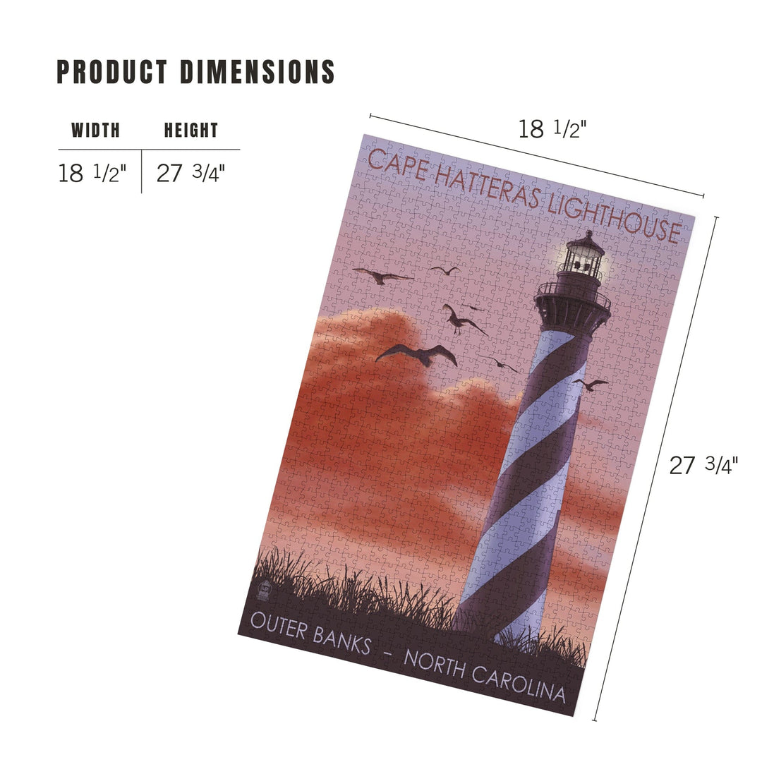 Outer Banks, North Carolina, Cape Hatteras Lighthouse, Sunrise, Jigsaw Puzzle Puzzle Lantern Press 