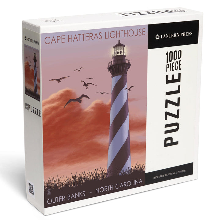 Outer Banks, North Carolina, Cape Hatteras Lighthouse, Sunrise, Jigsaw Puzzle Puzzle Lantern Press 
