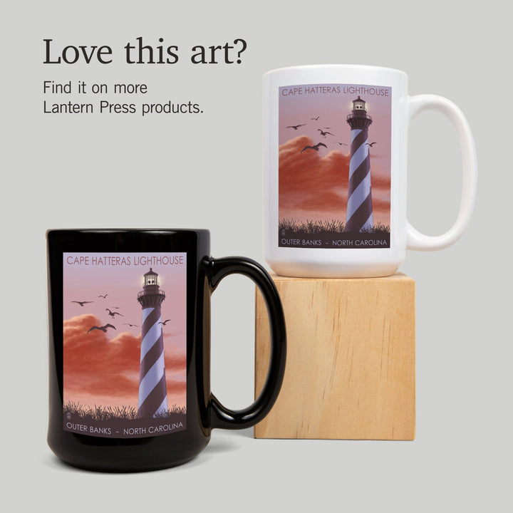 Outer Banks, North Carolina, Cape Hatteras Lighthouse, Sunrise, Lantern Press Artwork, Ceramic Mug Mugs Lantern Press 