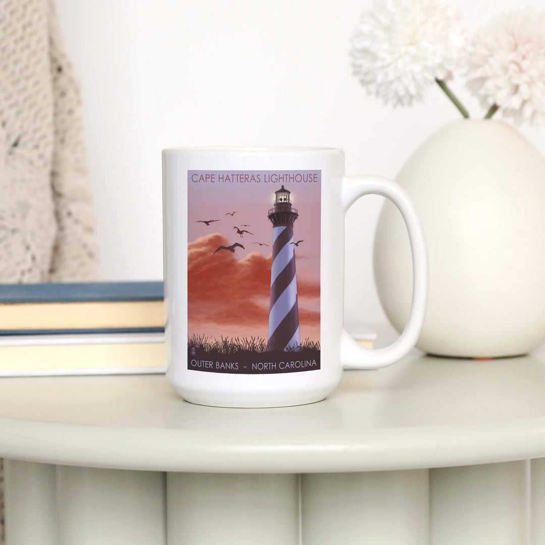 Outer Banks, North Carolina, Cape Hatteras Lighthouse, Sunrise, Lantern Press Artwork, Ceramic Mug Mugs Lantern Press 