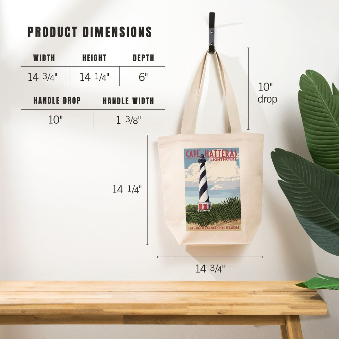 Outer Banks, North Carolina, Cape Hatteras Lighthouse, Tote Bag Totes Lantern Press 