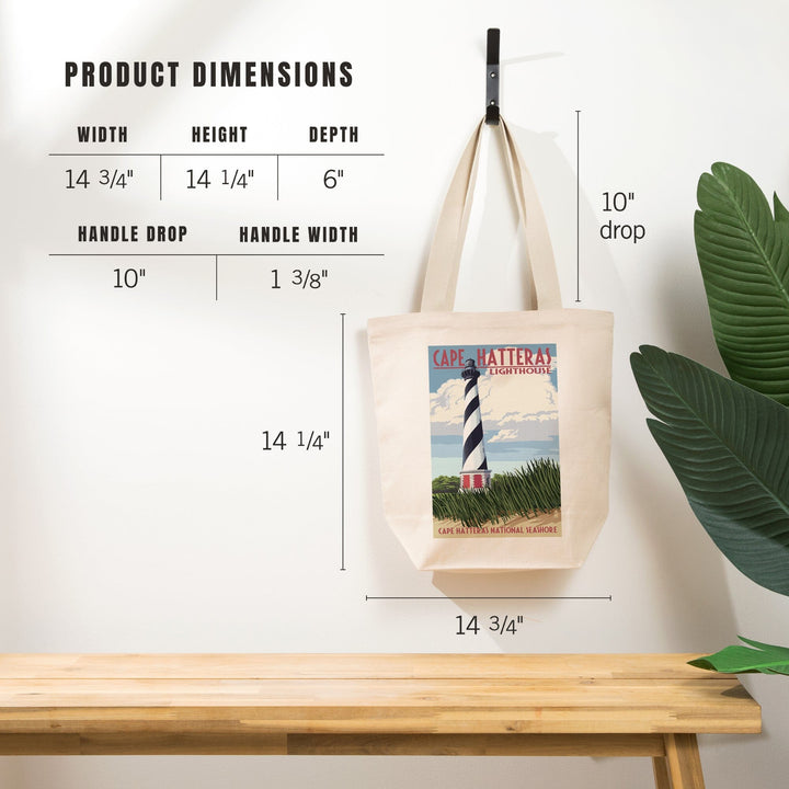 Outer Banks, North Carolina, Cape Hatteras Lighthouse, Tote Bag Totes Lantern Press 