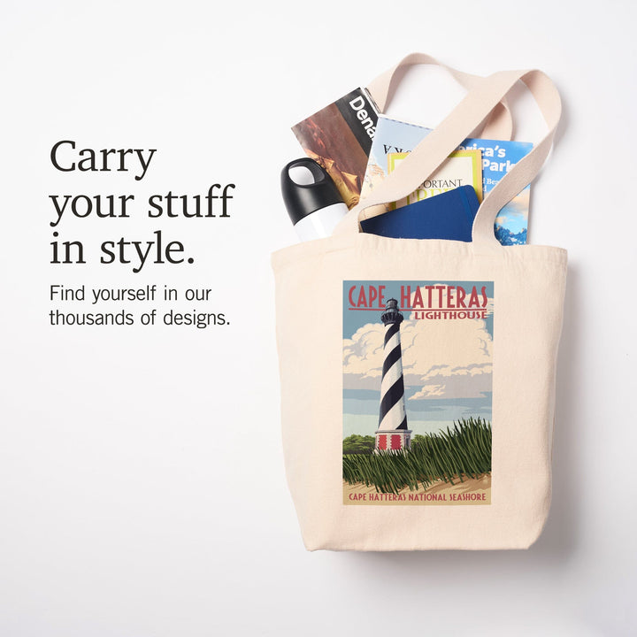 Outer Banks, North Carolina, Cape Hatteras Lighthouse, Tote Bag Totes Lantern Press 