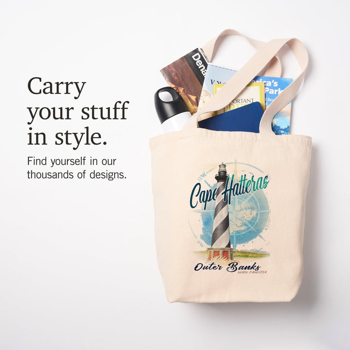 Outer Banks, North Carolina, Cape Hatteras Lighthouse,, Tote Bag Totes Lantern Press 