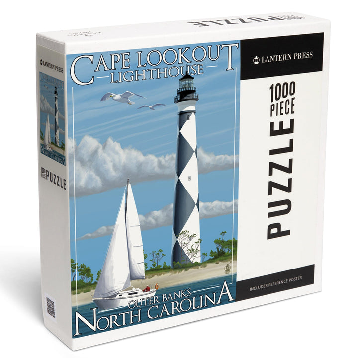 Outer Banks, North Carolina, Cape Lookout Lighthouse, Jigsaw Puzzle Puzzle Lantern Press 