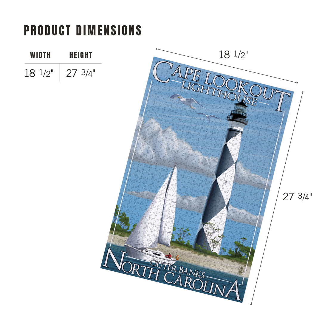 Outer Banks, North Carolina, Cape Lookout Lighthouse, Jigsaw Puzzle Puzzle Lantern Press 