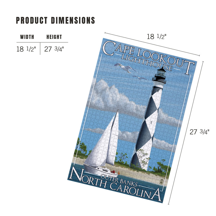 Outer Banks, North Carolina, Cape Lookout Lighthouse, Jigsaw Puzzle Puzzle Lantern Press 
