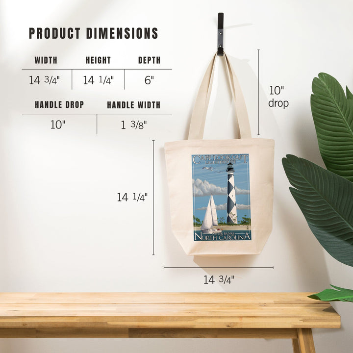 Outer Banks, North Carolina, Cape Lookout Lighthouse, Tote Bag Totes Lantern Press 