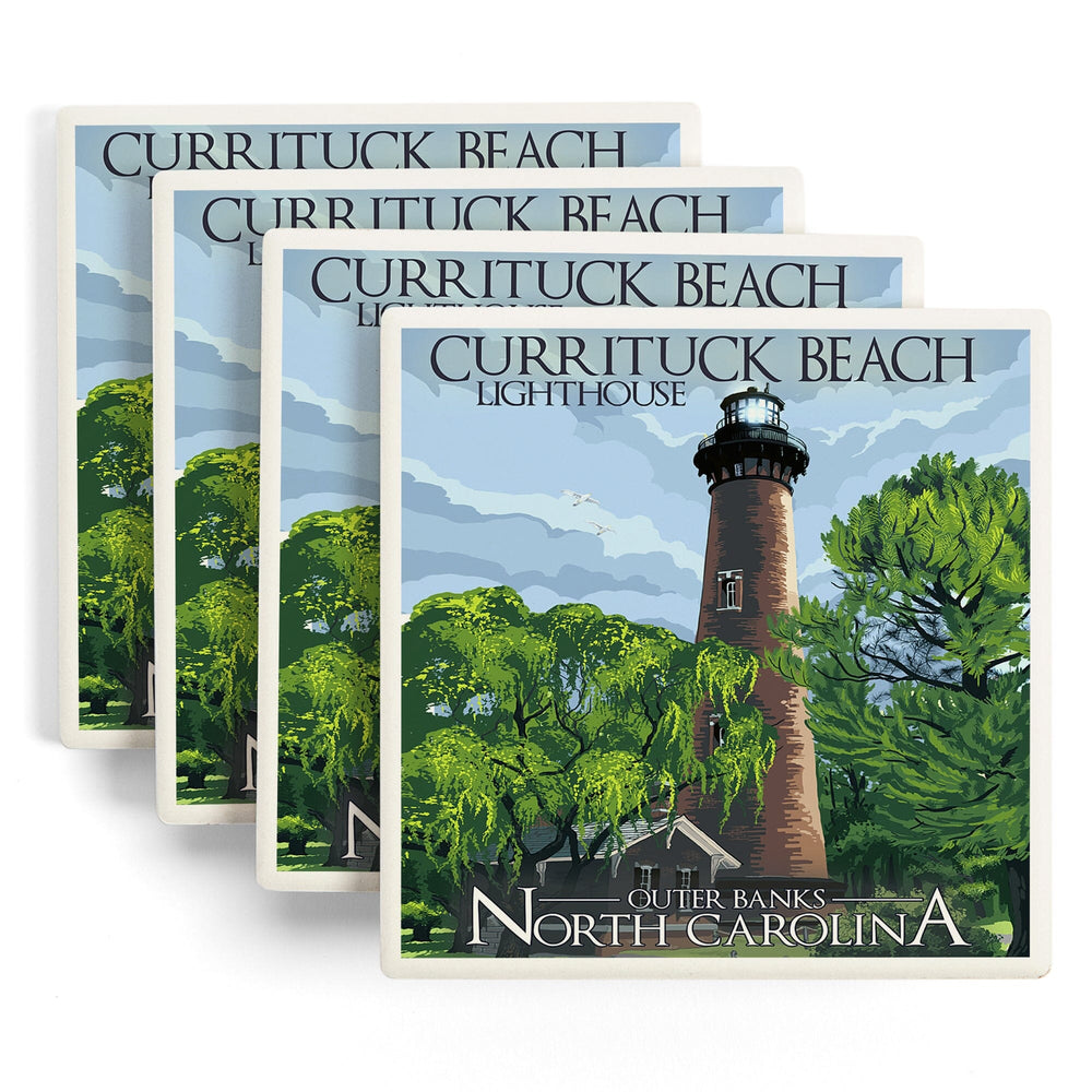Outer Banks, North Carolina, Currituck Beach Lighthouse Day Scene, Coasters Coasters Lantern Press 
