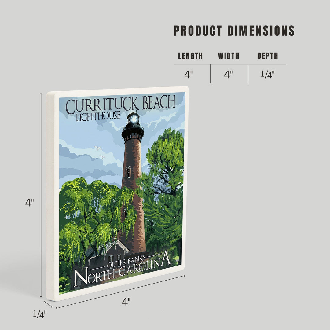 Outer Banks, North Carolina, Currituck Beach Lighthouse Day Scene, Coasters Coasters Lantern Press 