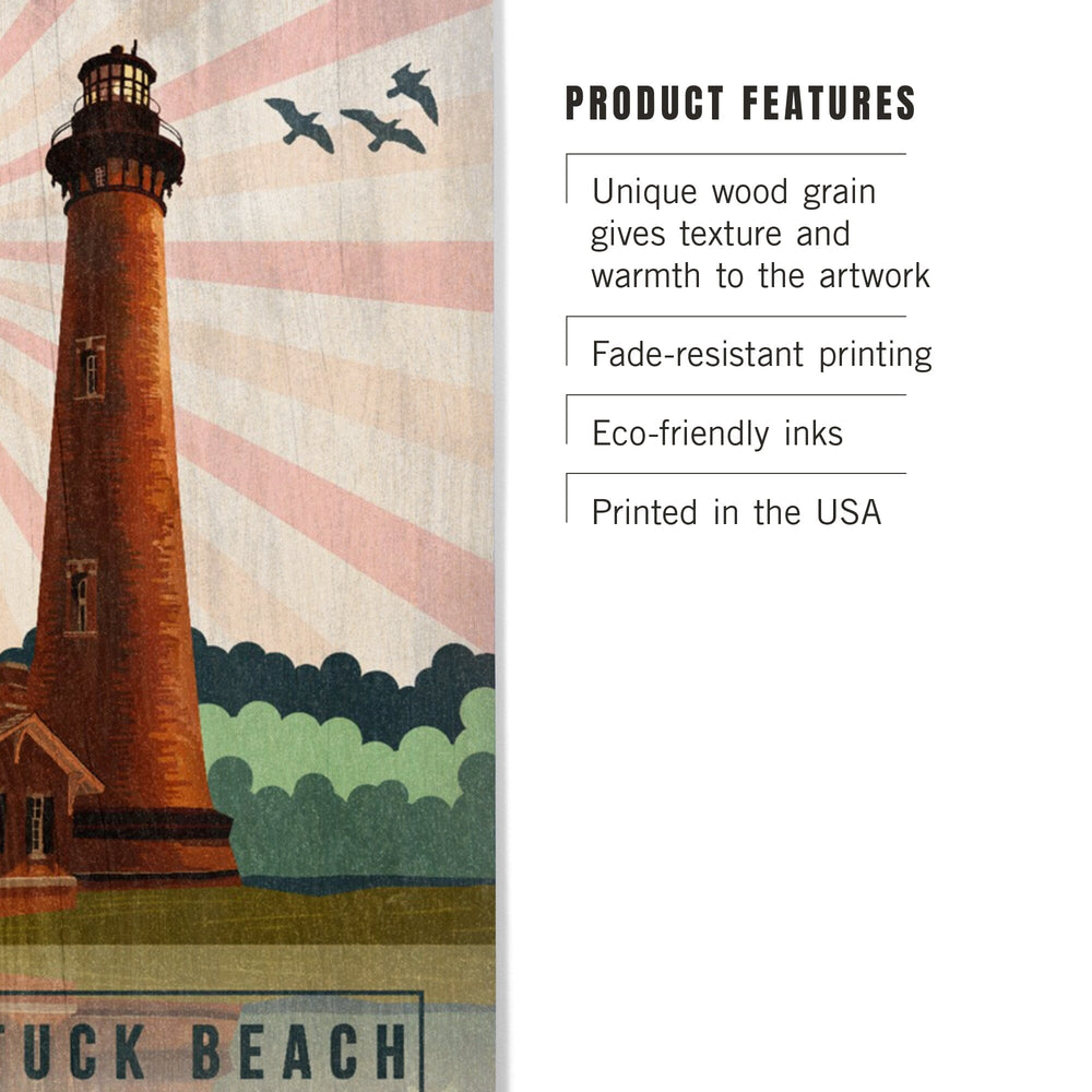 Outer Banks, North Carolina, Currituck Beach Lighthouse, Geometric Opacity, Lantern Press, Wood Signs and Postcards Wood Lantern Press 