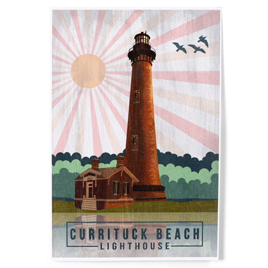 Outer Banks, North Carolina, Currituck Beach Lighthouse, Geometric Opacity Press, Art & Giclee Prints Art Lantern Press 