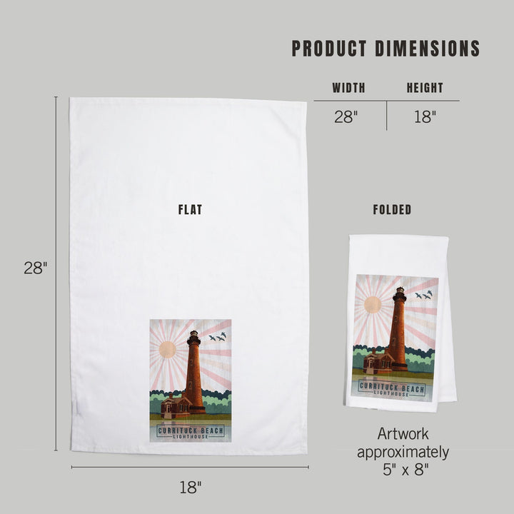Outer Banks, North Carolina, Currituck Beach Lighthouse, Geometric Opacity Press, Organic Cotton Kitchen Tea Towels Kitchen Lantern Press 
