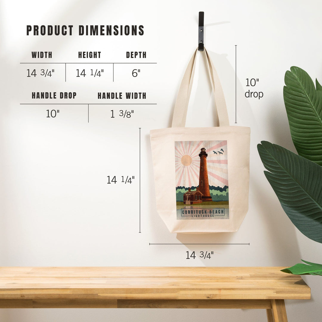 Outer Banks, North Carolina, Currituck Beach Lighthouse, Geometric Opacity Press, Tote Bag Totes Lantern Press 