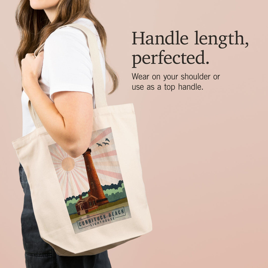 Outer Banks, North Carolina, Currituck Beach Lighthouse, Geometric Opacity Press, Tote Bag Totes Lantern Press 