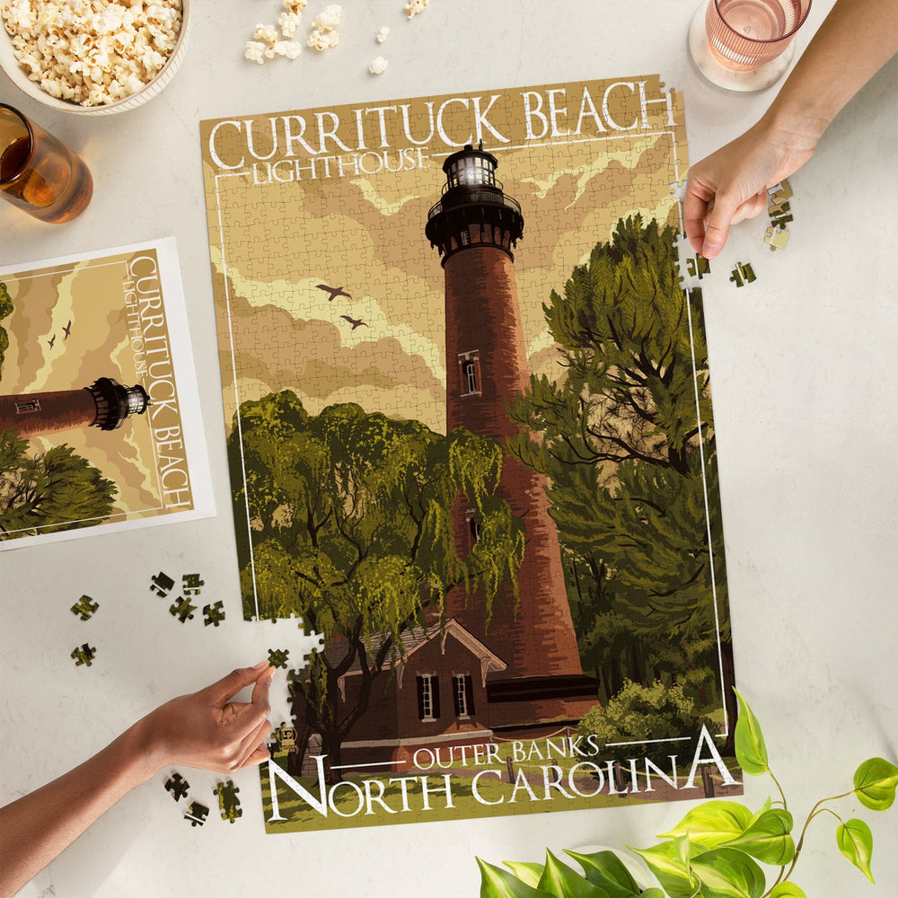 Outer Banks, North Carolina, Currituck Beach Lighthouse, Jigsaw Puzzle Puzzle Lantern Press 