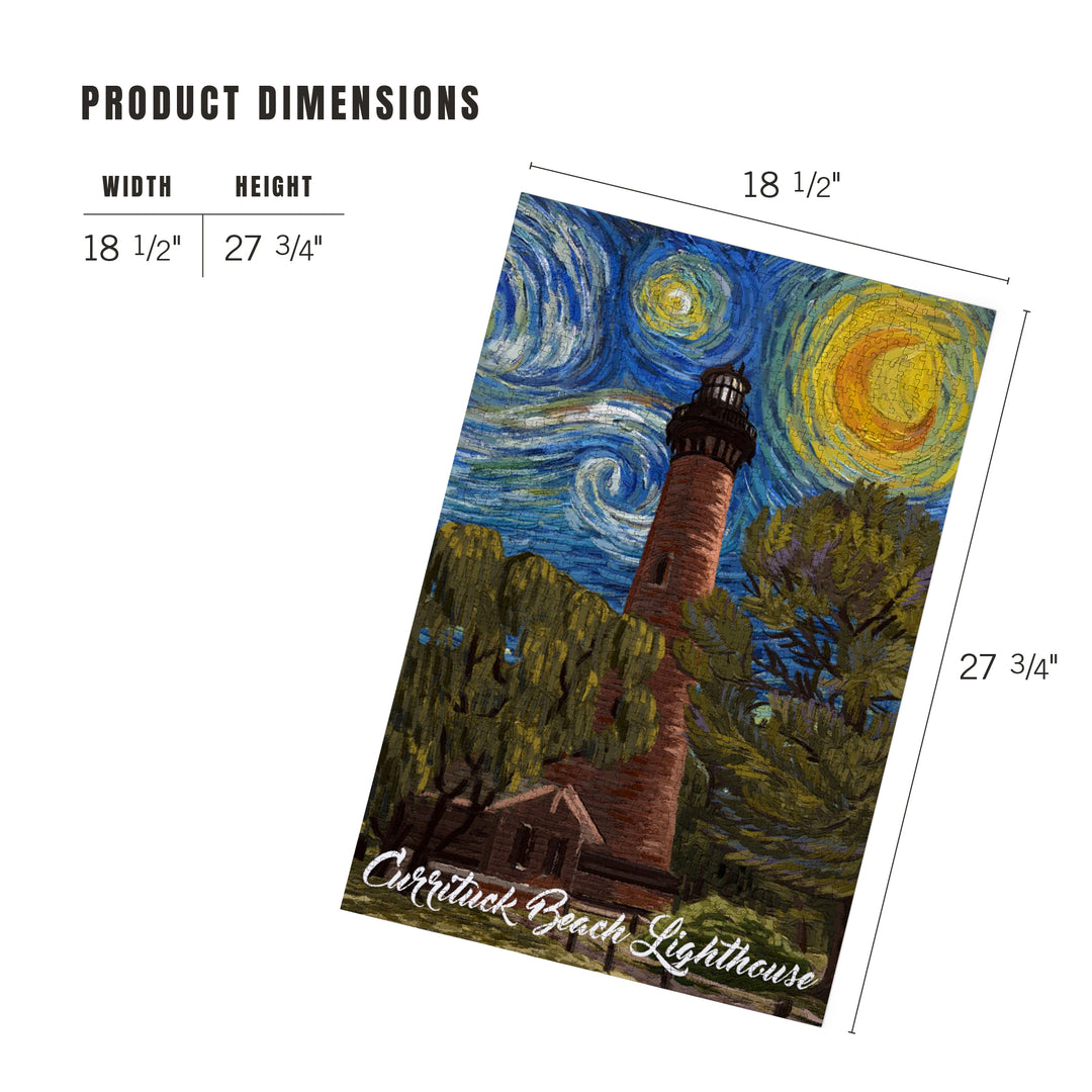 Outer Banks, North Carolina, Currituck Beach Lighthouse, Starry Night, Jigsaw Puzzle Puzzle Lantern Press 