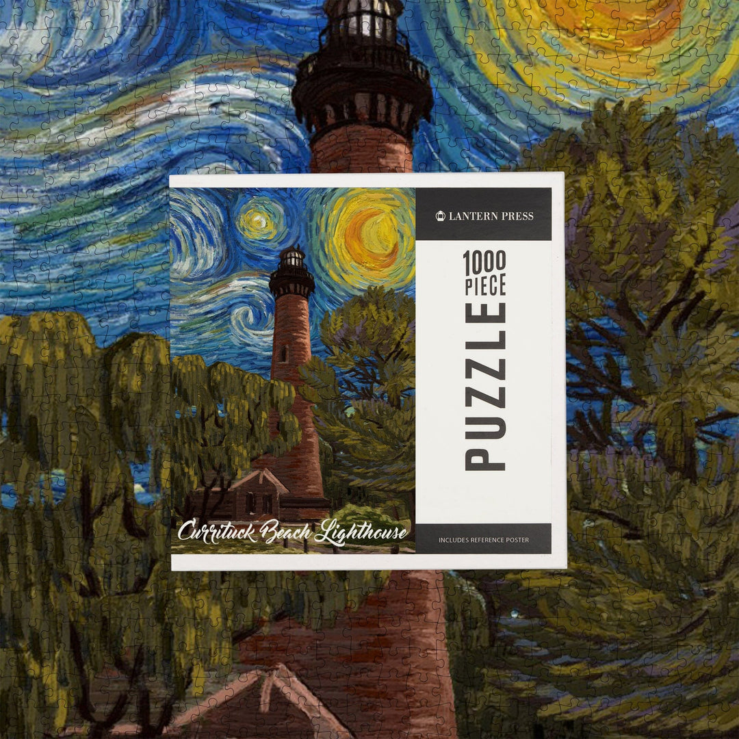 Outer Banks, North Carolina, Currituck Beach Lighthouse, Starry Night, Jigsaw Puzzle Puzzle Lantern Press 