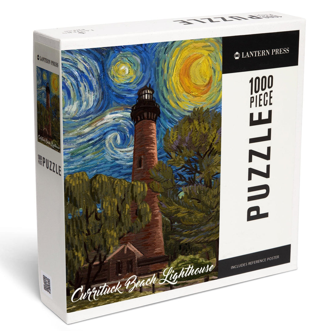 Outer Banks, North Carolina, Currituck Beach Lighthouse, Starry Night, Jigsaw Puzzle Puzzle Lantern Press 