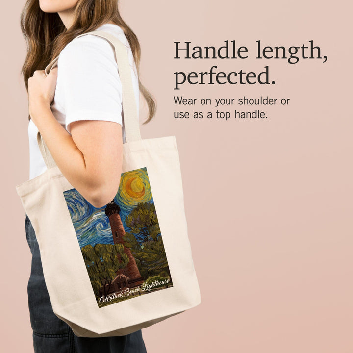 Outer Banks, North Carolina, Currituck Beach Lighthouse, Starry Night, Tote Bag Totes Lantern Press 