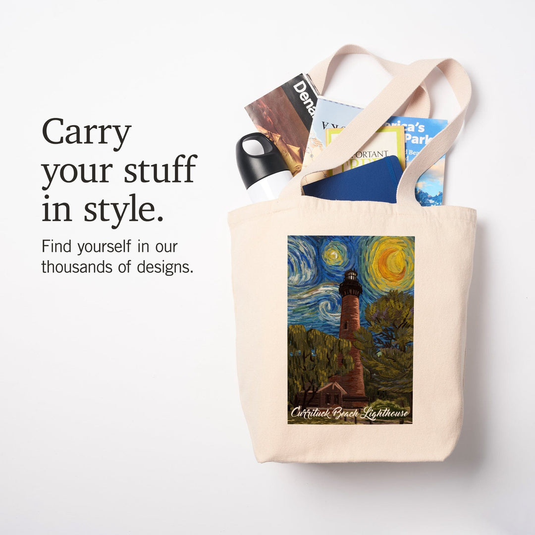 Outer Banks, North Carolina, Currituck Beach Lighthouse, Starry Night, Tote Bag Totes Lantern Press 