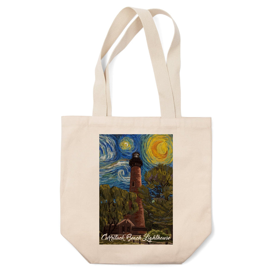 Outer Banks, North Carolina, Currituck Beach Lighthouse, Starry Night, Tote Bag Totes Lantern Press 